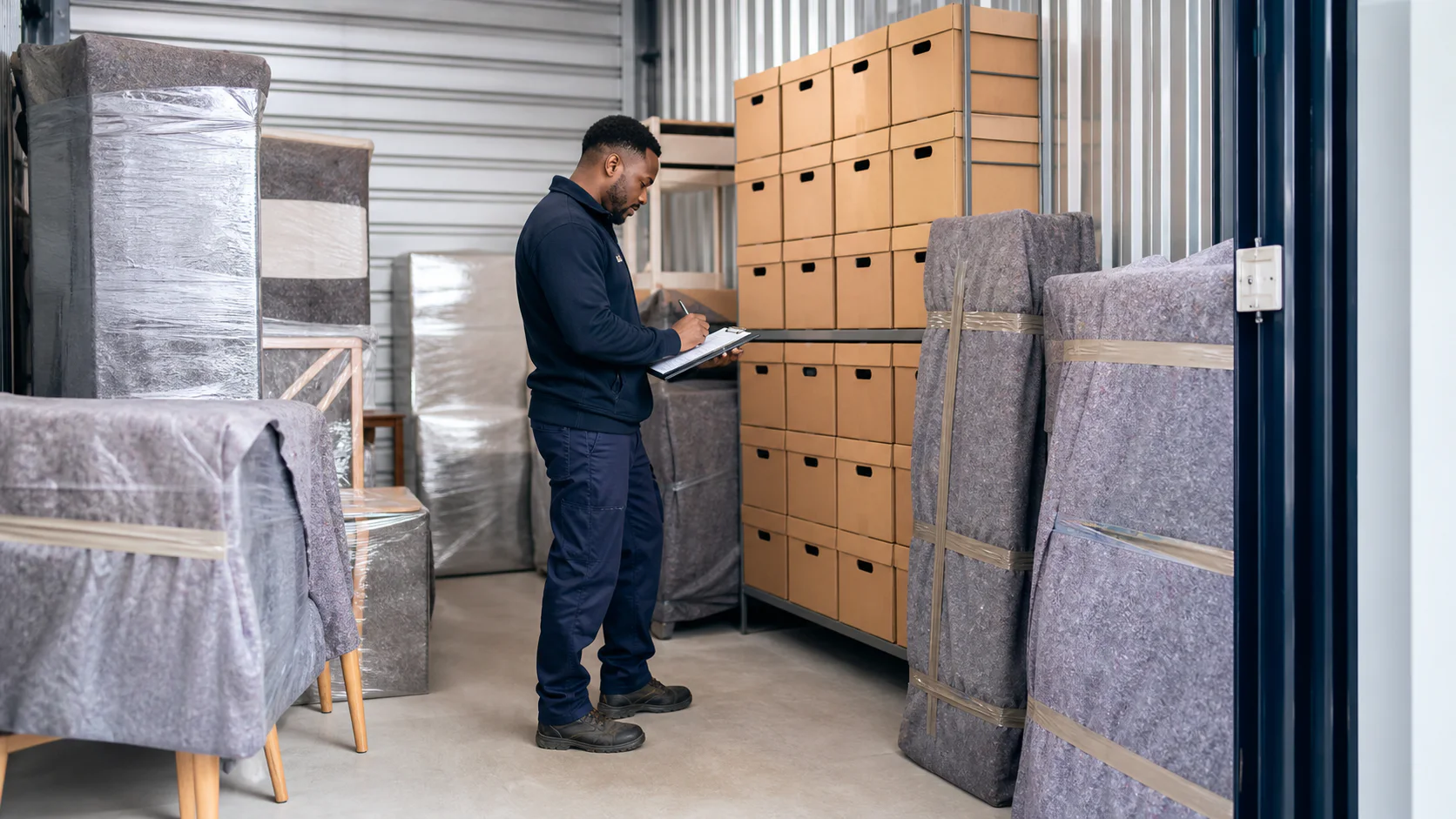 Secure CCTV-monitored storage facility for household and business goods