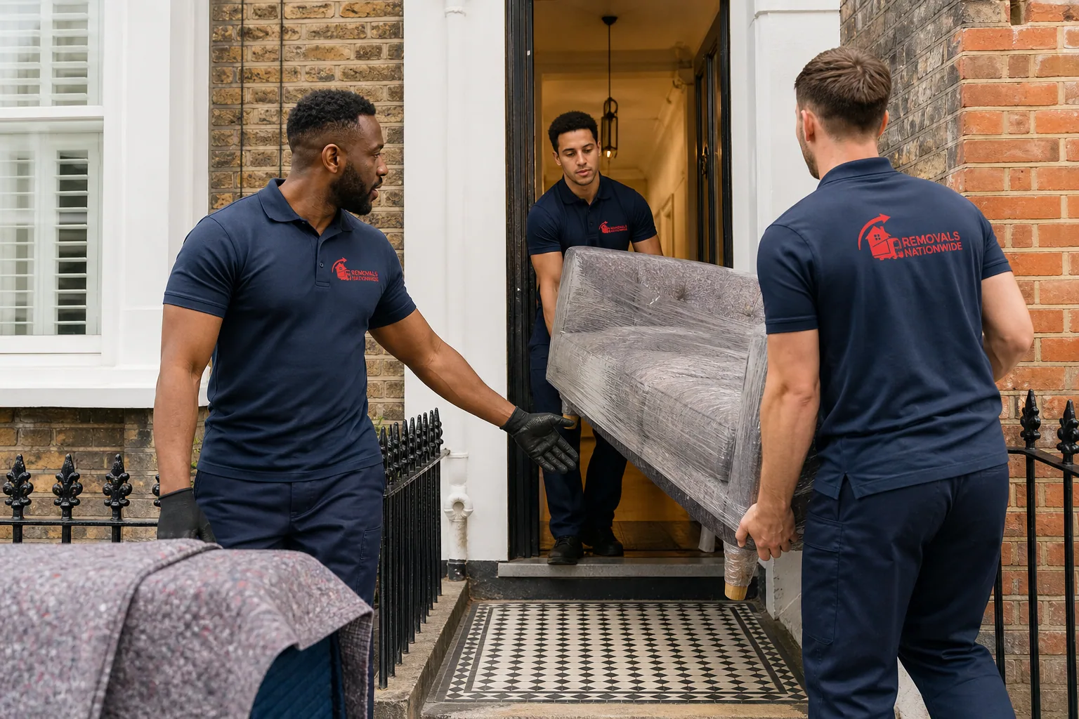 Removals Nationwide team loading a single item onto a removal van in London